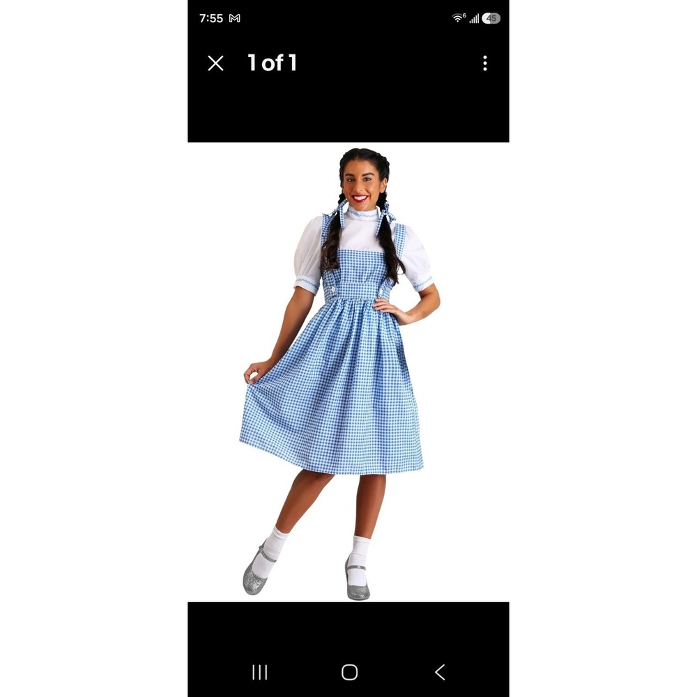 Dorothy Wizard Of OZ Long Dress Costume With Wig Size 1X